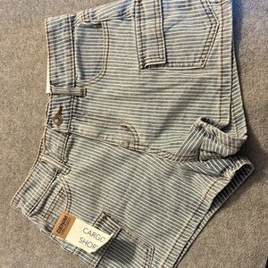 Denim&Co Blue Striped Cargo Shorts
